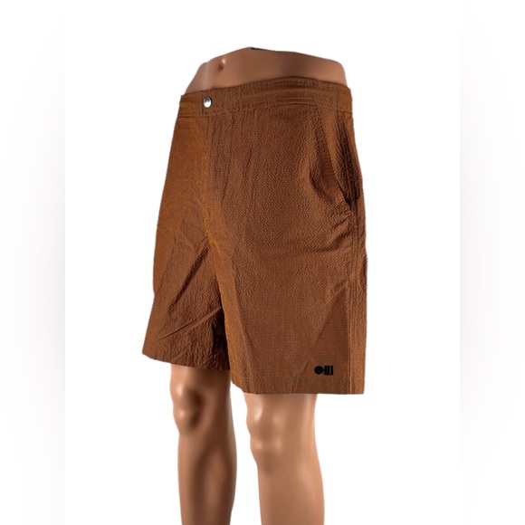 Solid & Striped Mens Medium Shorts Orange Blue Checks Polyamide Pockets EUC - Picture 3 of 14